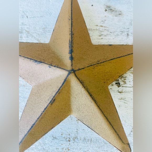 *Hanging Metal Primitive Stars With Gingham Hanger 3.75” Set of Three - Picture 13 of 17